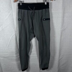 BYLT Basics Premium Joggers Mens Medium Grey Black Zipper Pockets Tapered Fit